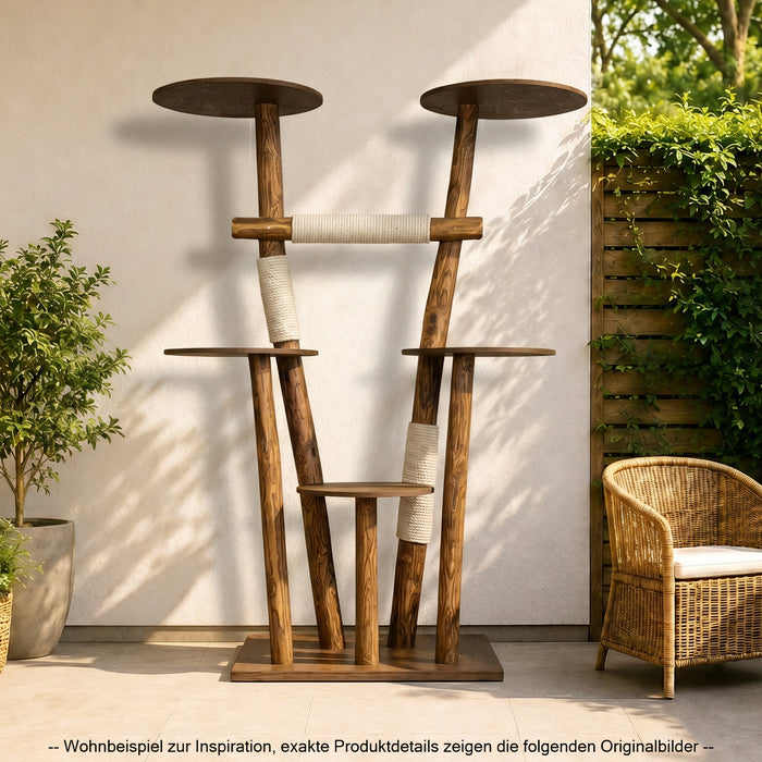 Outdoor Naturkratzbaum CA0001 Kratzbaum Natur Holz Design 175 cm hoch Katzenbaum