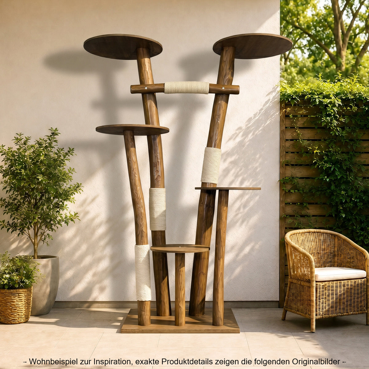 Outdoor Naturkratzbaum CA0011 Kratzbaum Natur Holz Design 200 cm hoch Katzenbaum