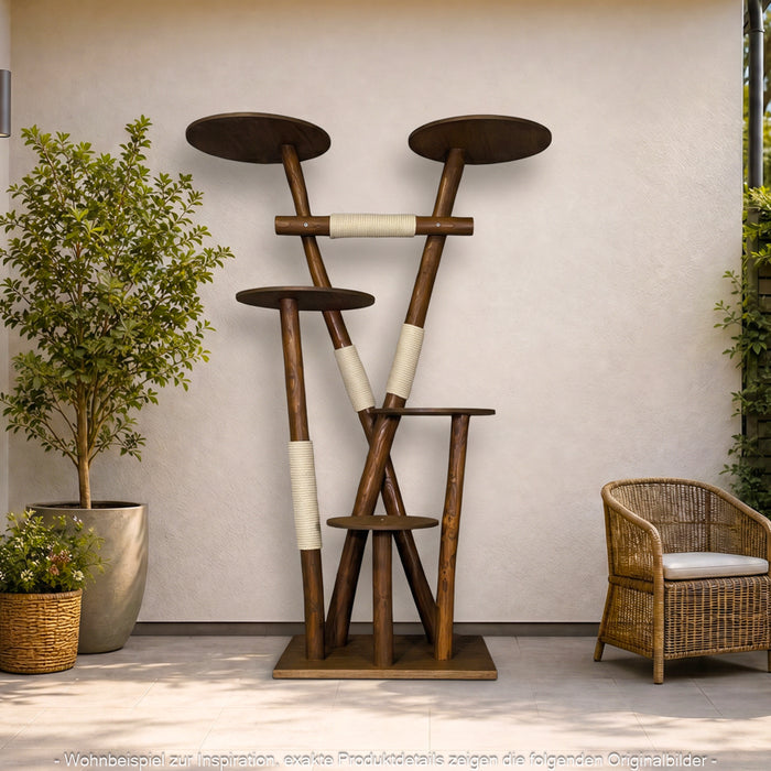 Outdoor Naturkratzbaum CA0014 Kratzbaum Natur Holz Design 200 cm hoch Katzenbaum
