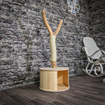 Katzenhäuschen 118 cm hoch 45 cm Durchmesser Natur Holz Design Kratzbaum 2672 Naturkratzbaum