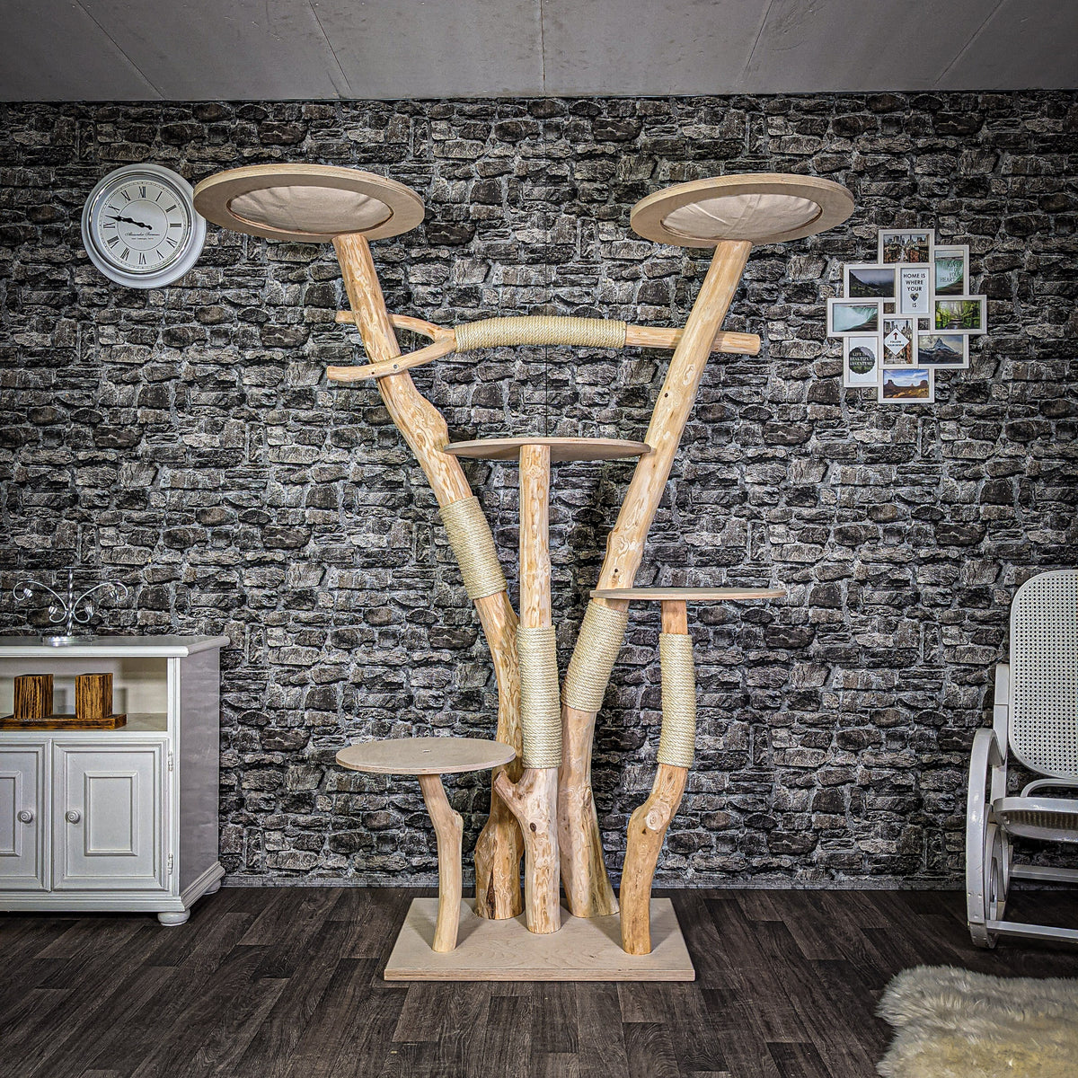 Naturkratzbaum 195 cm hoch Kratzbaum Natur Holz Design 2681 Katzenbaum