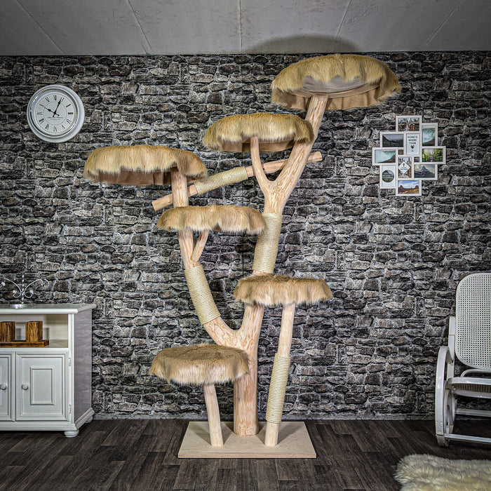 Naturkratzbaum 210 cm hoch Kratzbaum Natur Holz Design 2682 Katzenbaum