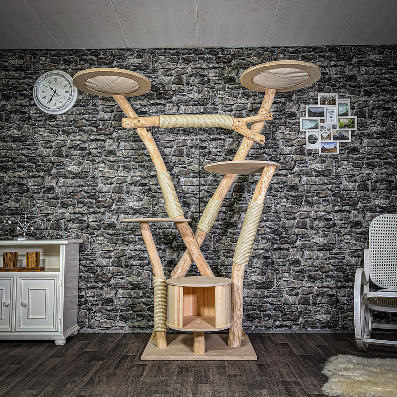 Naturkratzbaum 197 cm hoch Kratzbaum Natur Holz Design 2683 Katzenbaum