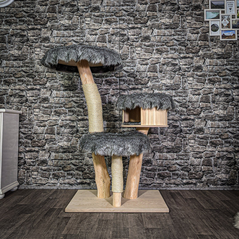 Naturkratzbaum 122 cm hoch Kratzbaum Natur Holz Design 2691 Katzenbaum