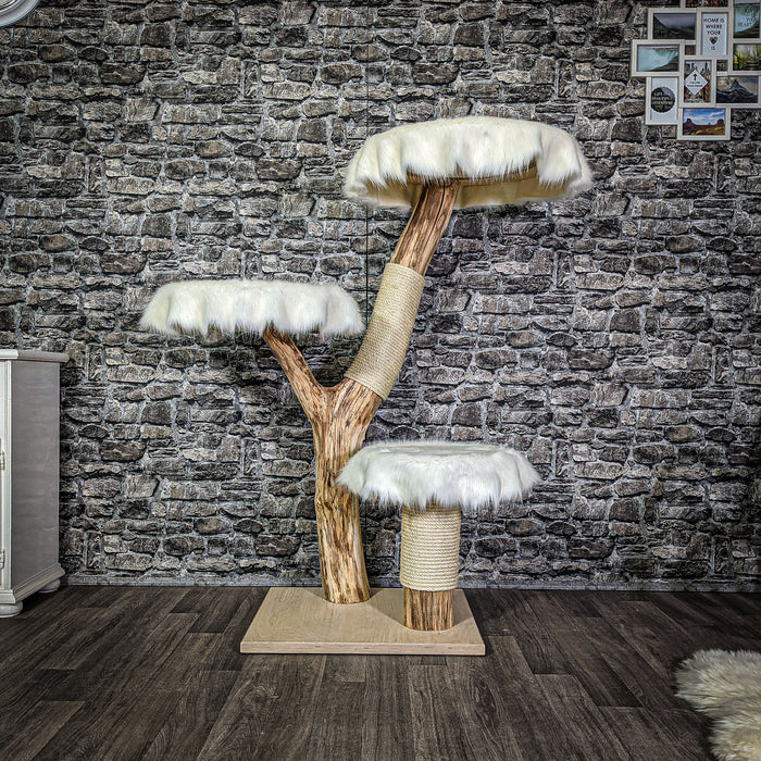 Naturkratzbaum 134 cm hoch Kratzbaum Natur Holz Design 2702 Katzenbaum