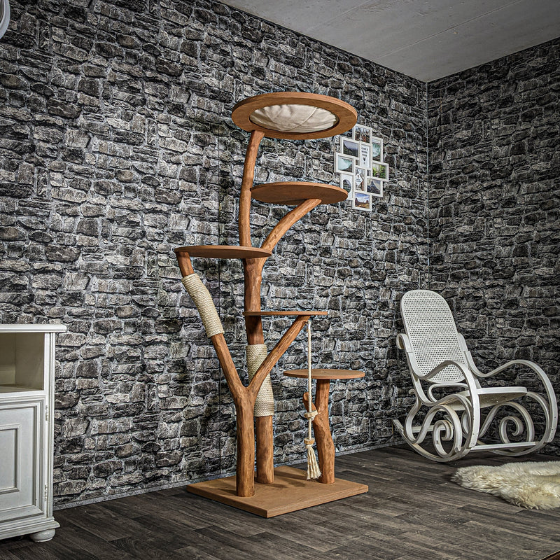Naturkratzbaum 2101 Kratzbaum Natur Holz Design 175 cm hoch Katzenbaum