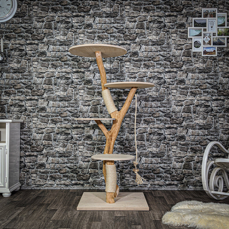 Naturkratzbaum 2119 Kratzbaum Natur Holz Design 143 cm hoch