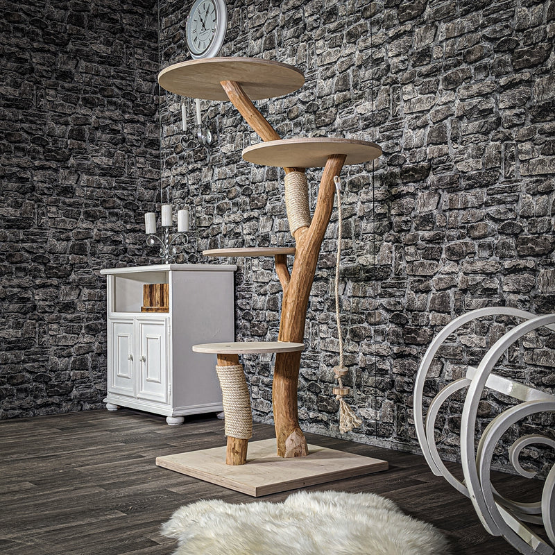 Naturkratzbaum 2119 Kratzbaum Natur Holz Design 143 cm hoch