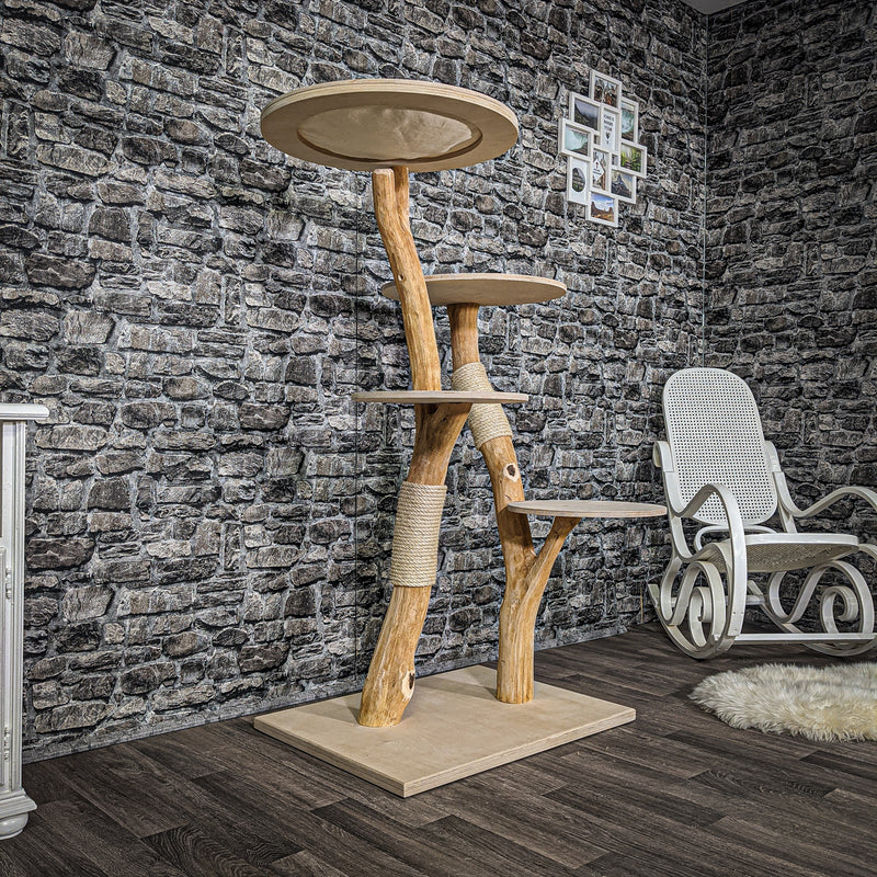RESERVIERT - Naturkratzbaum 2203 Kratzbaum Natur Holz Design 143 cm hoch