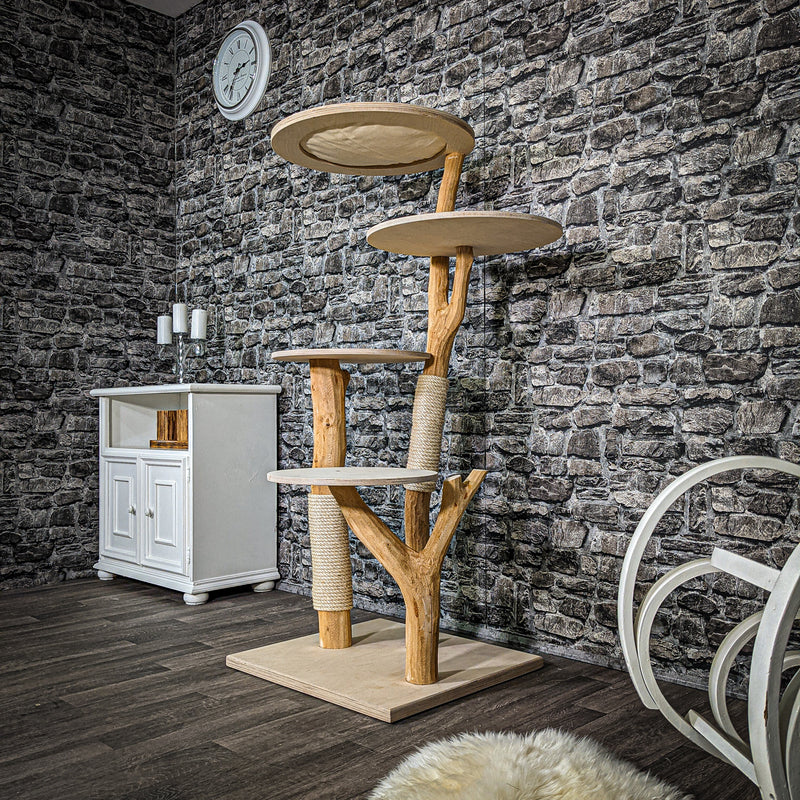 Naturkratzbaum 2382 Kratzbaum Natur Holz Design 146 cm hoch
