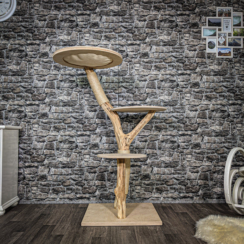 - RESERVIERT + ÄNDERUNGEN - Naturkratzbaum 2384 Kratzbaum Natur Holz Design 135 cm hoch
