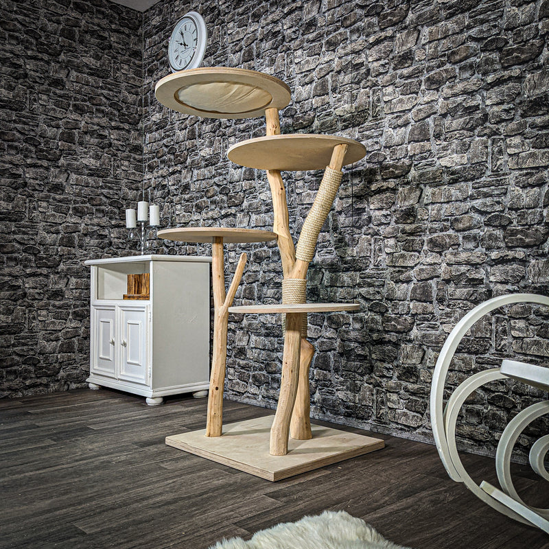 Naturkratzbaum 2408 Kratzbaum Natur Holz Design 145 cm hoch
