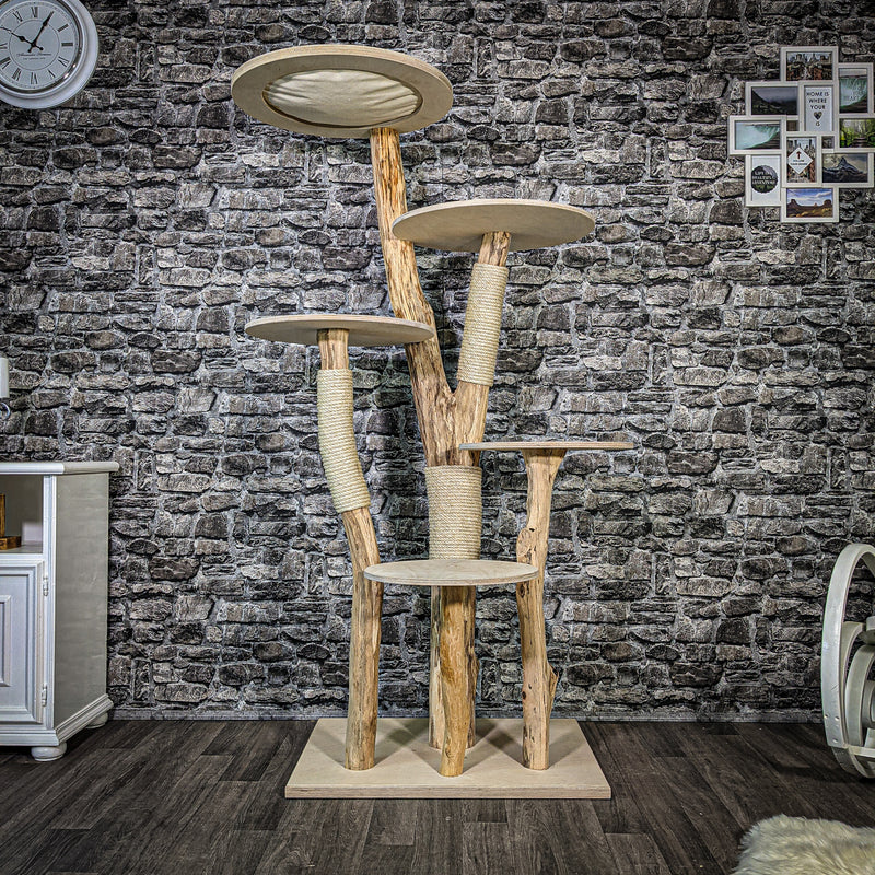 Naturkratzbaum 2409 Kratzbaum Natur Holz Design 176 cm hoch Katzenbaum