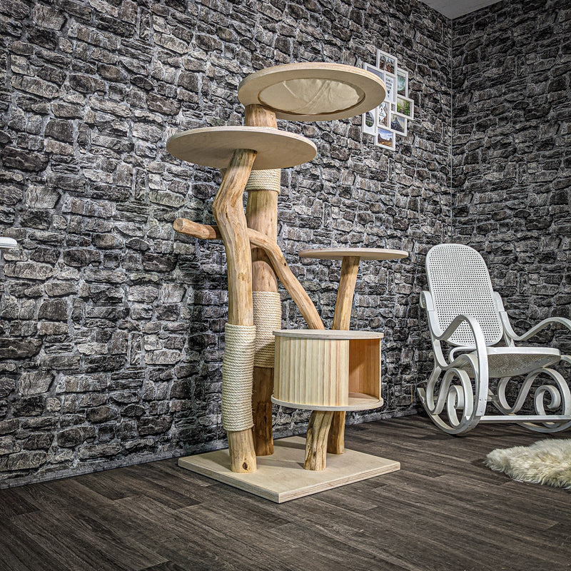 Naturkratzbaum 2412 Kratzbaum Natur Holz Design 146 cm hoch