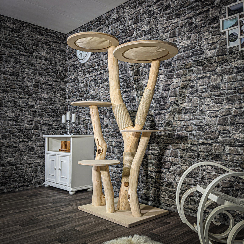 Naturkratzbaum 2414 Kratzbaum Natur Holz Design 183 cm hoch