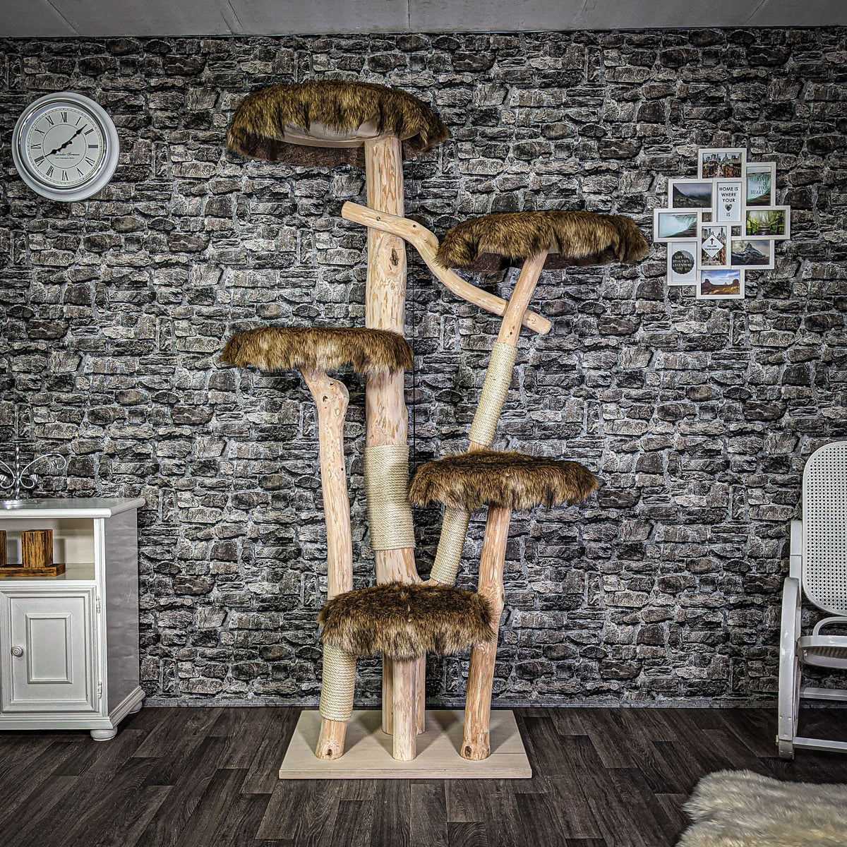 RESERVIERT- ÄNDERUNGEN - SPEDITION - DK - Naturkratzbaum 2719 Kratzbaum Natur Holz Design 206 cm hoch Katzenbaum