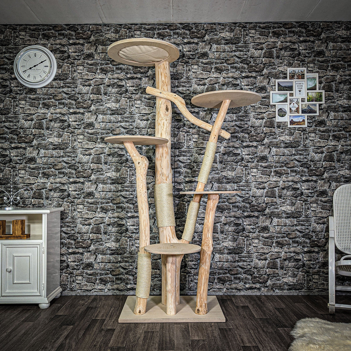 RESERVIERT- ÄNDERUNGEN - SPEDITION - DK - Naturkratzbaum 2719 Kratzbaum Natur Holz Design 206 cm hoch Katzenbaum