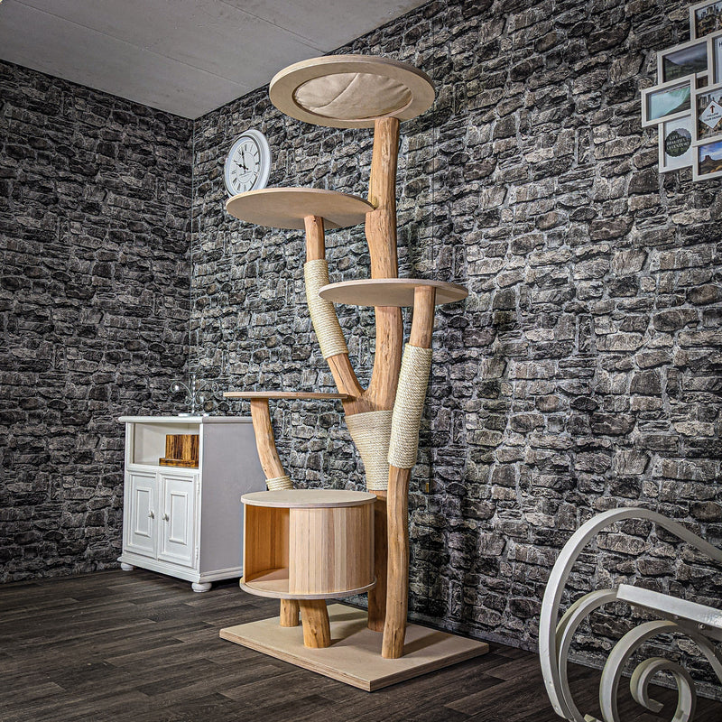 RESERVIERT Naturkratzbaum 193 cm hoch Kratzbaum Natur Holz Design 2725 Katzenbaum