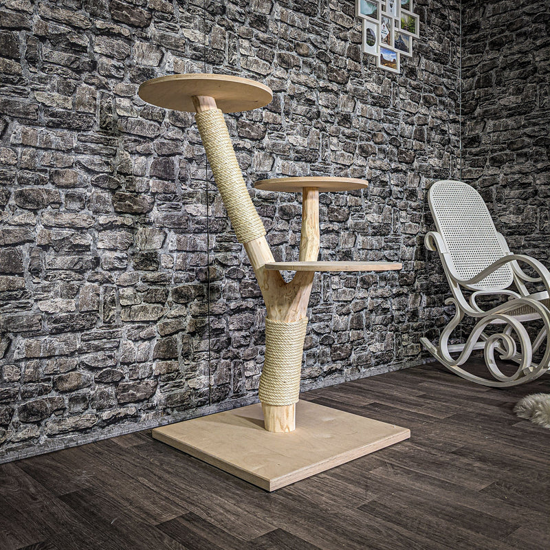 Naturkratzbaum 109 cm hoch Kratzbaum Natur Holz Design 2738 Katzenbaum