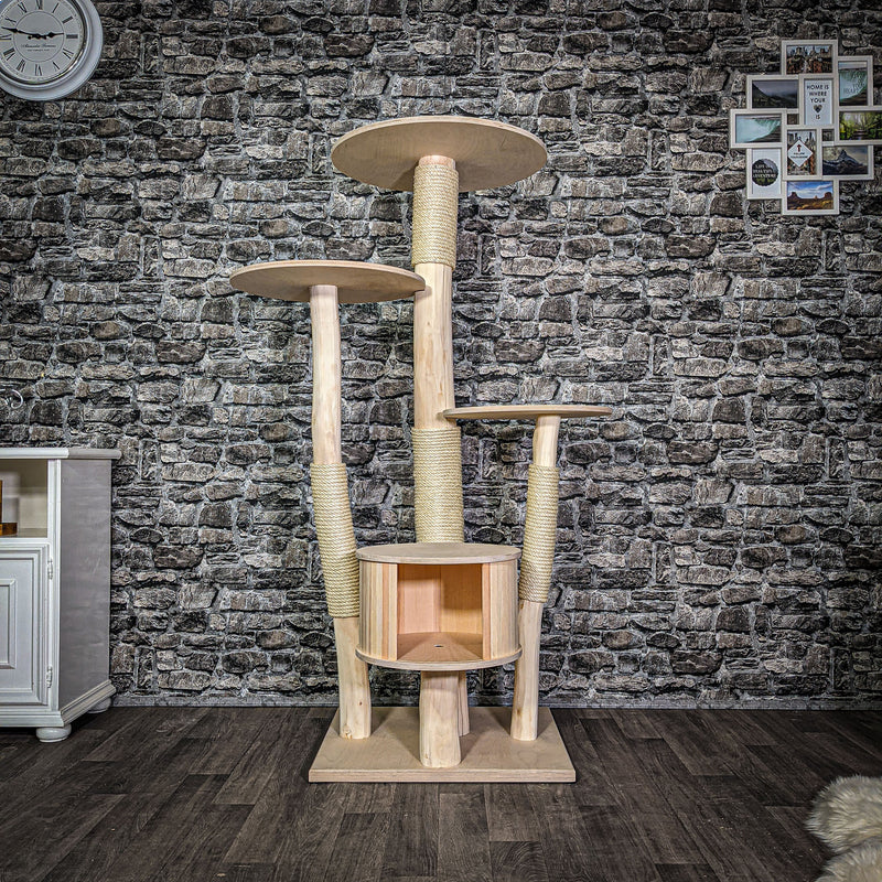 Naturkratzbaum 157 cm hoch Kratzbaum Natur Holz Design 2742 Katzenbaum