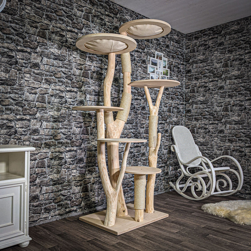 Naturkratzbaum 2772 Kratzbaum Natur Holz Design 206 cm hoch Katzenbaum