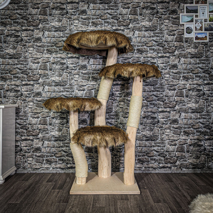 Naturkratzbaum 144 cm hoch Kratzbaum Natur Holz Design 2786 Katzenbaum