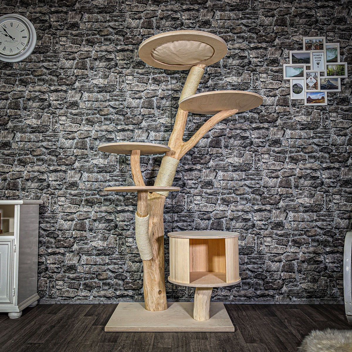 Naturkratzbaum 176 cm hoch Kratzbaum Natur Holz Design 2787 Katzenbaum