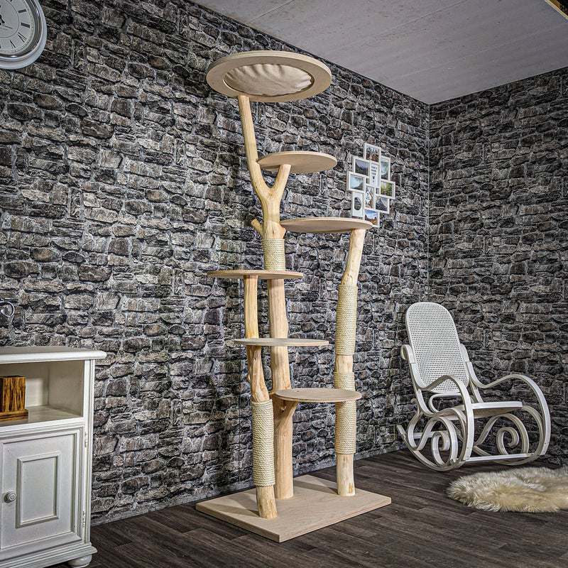 Naturkratzbaum 2790 Kratzbaum Natur Holz Design 204 cm hoch Katzenbaum