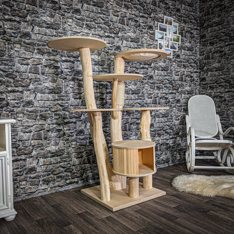 Naturkratzbaum 140 cm hoch Kratzbaum Natur Holz Design 2795 Katzenbaum