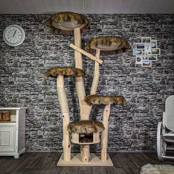 Naturkratzbaum 213 cm hoch Kratzbaum Natur Holz Design 2819 Katzenbaum