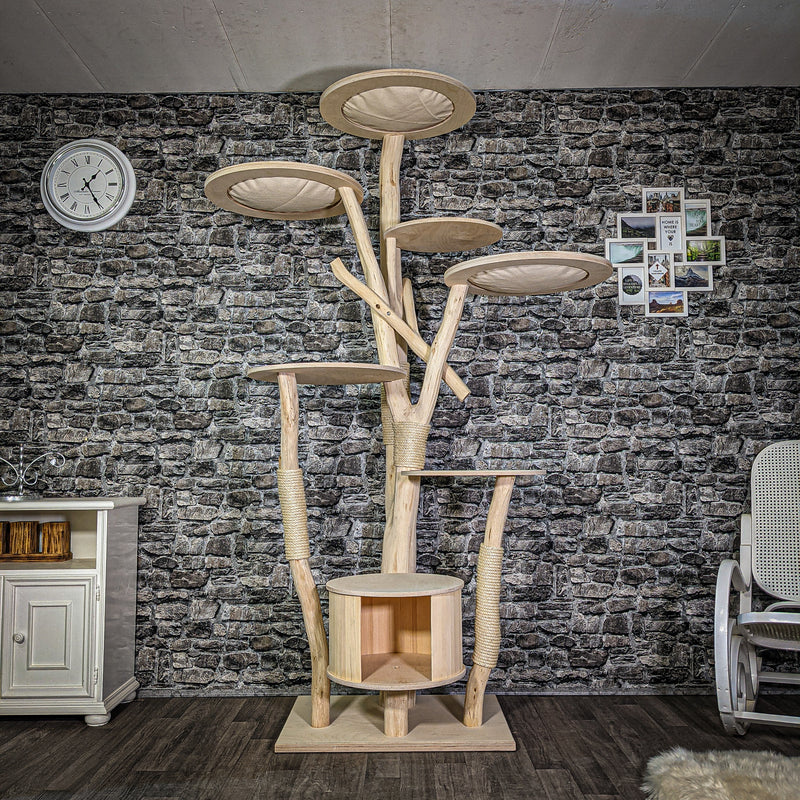 Naturkratzbaum 225 cm hoch Kratzbaum Natur Holz Design 2821 Katzenbaum