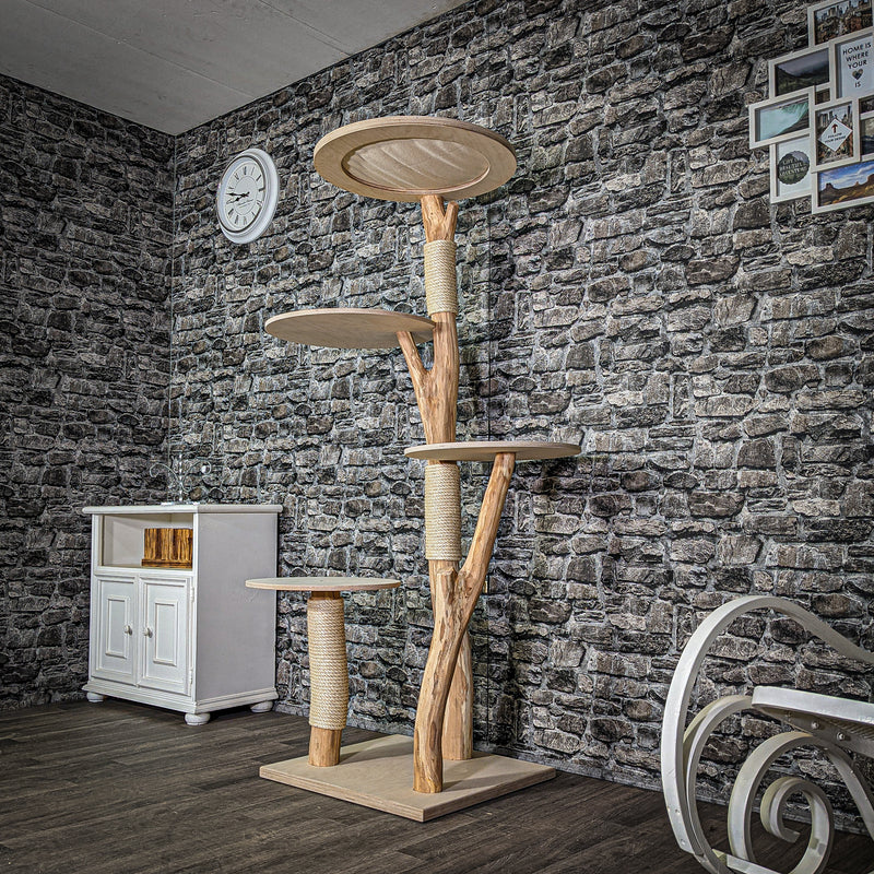 Naturkratzbaum 176 cm hoch Kratzbaum Natur Holz Design 2841 Katzenbaum