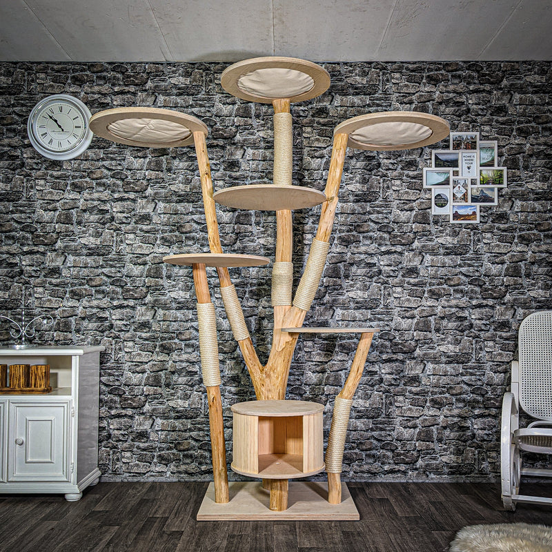 Naturkratzbaum 220 cm hoch Kratzbaum Natur Holz Design 2882 Katzenbaum