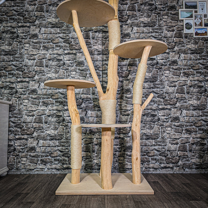 Naturkratzbaum 2921 Kratzbaum Natur Holz Design 195 cm hoch Katzenbaum