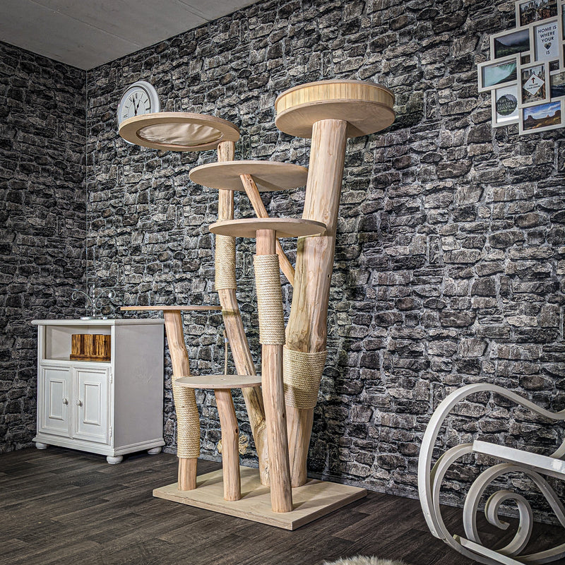 Naturkratzbaum 172 cm hoch Kratzbaum Natur Holz Design 2924 Katzenbaum
