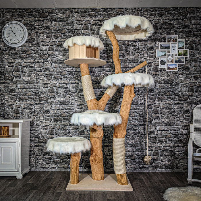 Naturkratzbaum 205 cm hoch Kratzbaum Natur Holz Design 2932 Katzenbaum