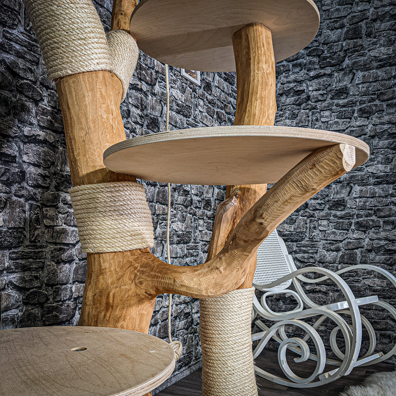 Naturkratzbaum 205 cm hoch Kratzbaum Natur Holz Design 2932 Katzenbaum