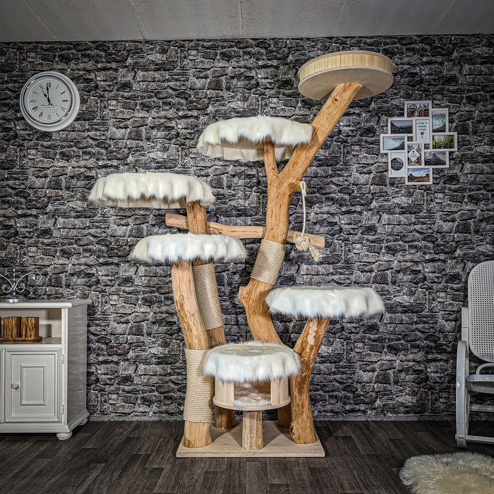 Naturkratzbaum 206 cm hoch Kratzbaum Natur Holz Design 2934 Katzenbaum