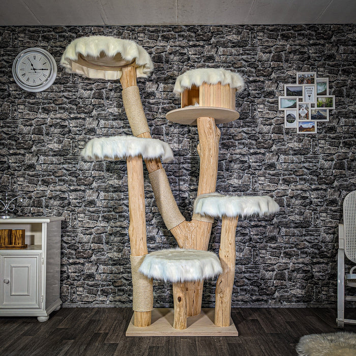 Naturkratzbaum 207 cm hoch Kratzbaum Natur Holz Design 2936 Katzenbaum