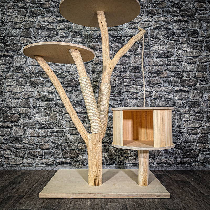 Naturkratzbaum 123 cm hoch Kratzbaum Natur Holz Design 2939 Katzenbaum