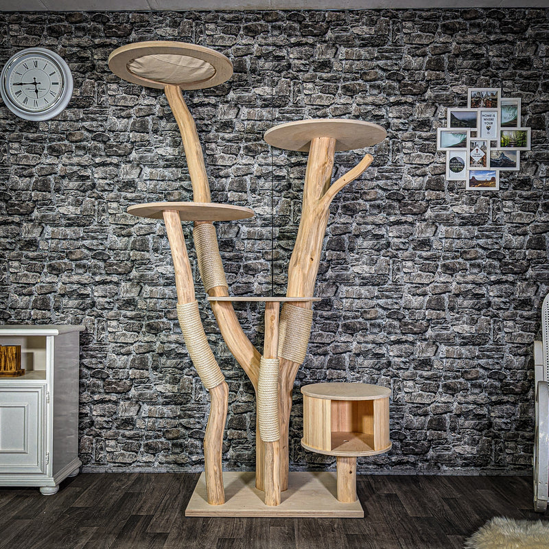 Naturkratzbaum 2948 Kratzbaum Natur Holz Design 204 cm hoch Katzenbaum