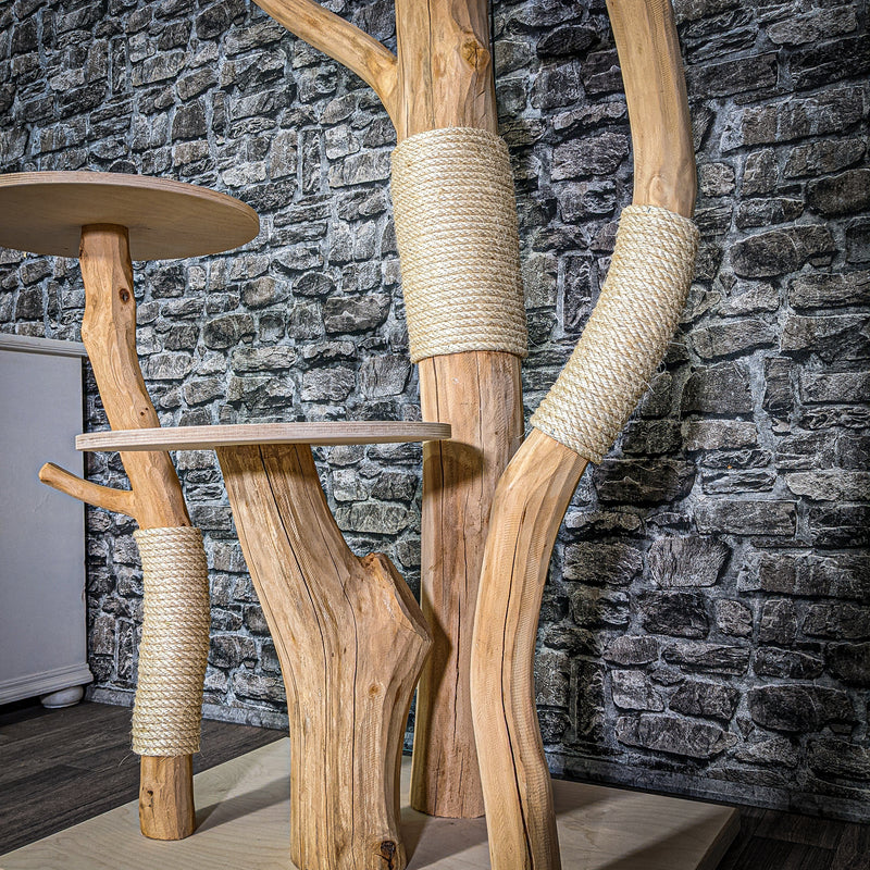 Naturkratzbaum 2954 Kratzbaum Natur Holz Design 205 cm hoch Katzenbaum