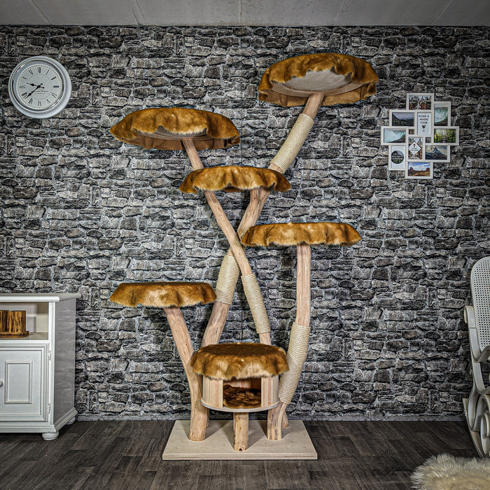 Naturkratzbaum 2965 Kratzbaum Natur Holz Design 202 cm hoch Katzenbaum