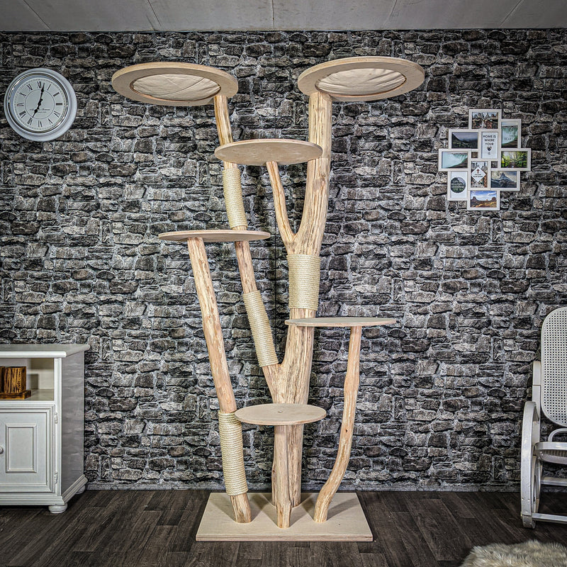 Naturkratzbaum 3005 Kratzbaum Natur Holz Design 205 cm hoch Katzenbaum