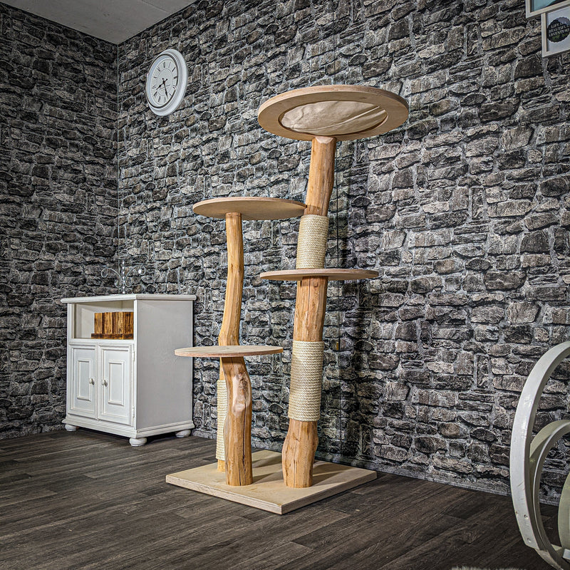 Naturkratzbaum 3019 Kratzbaum Natur Holz Design 144 cm hoch Katzenbaum