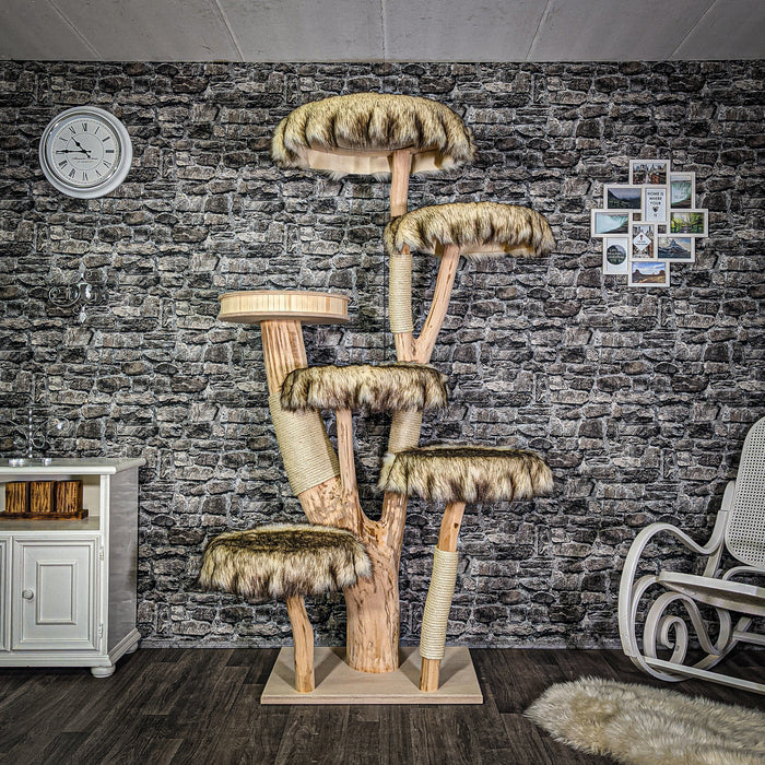 Naturkratzbaum 3028 Kratzbaum Natur Holz Design 200 cm hoch Katzenbaum