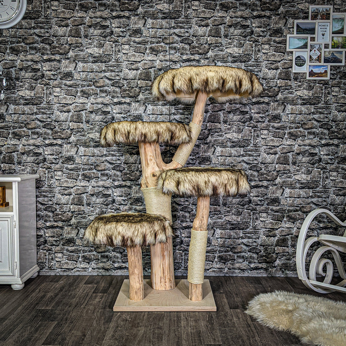 Naturkratzbaum 3033 Kratzbaum Natur Holz Design 146 cm hoch Katzenbaum