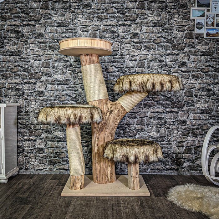 Naturkratzbaum 3035 Kratzbaum Natur Holz Design 136 cm hoch Katzenbaum