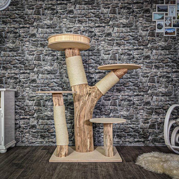 Naturkratzbaum 3035 Kratzbaum Natur Holz Design 136 cm hoch Katzenbaum