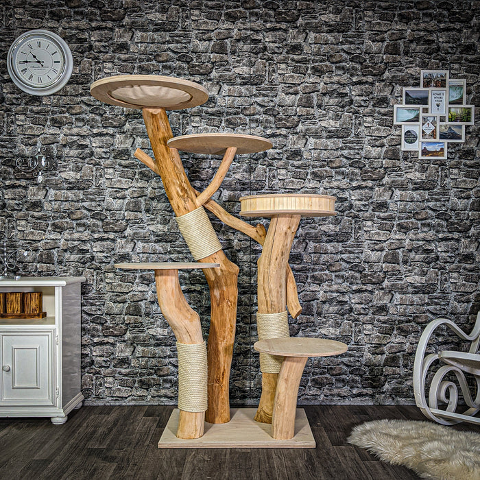 Naturkratzbaum 3038 Kratzbaum Natur Holz Design 175 cm hoch Katzenbaum